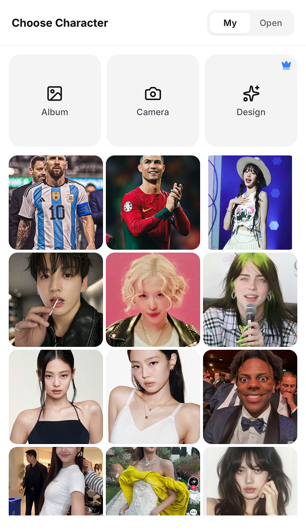 Selector de personajes de MojiKit