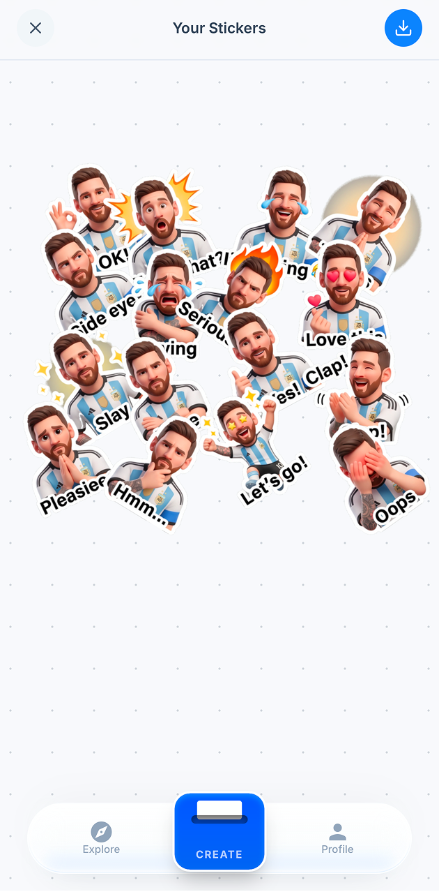 Vista previa de stickers generados